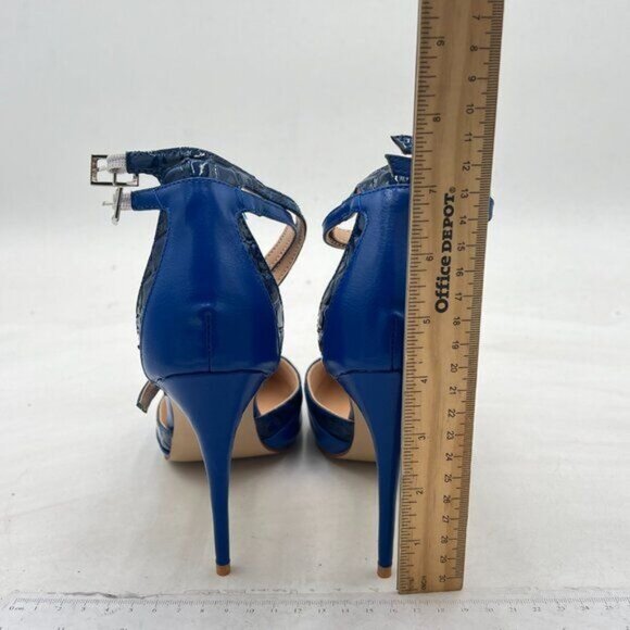FOWT Navy Ankle Strap Pointy Toe High Heel D’orsay Double Slim Straps Pump - Picture 5 of 8